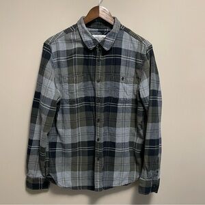 Distillery Apparel Men’s Large Grey Green Green Plaid Button Up Flannel Shirt